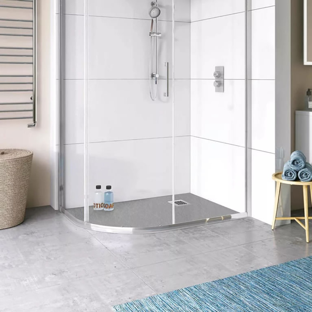 LIfestyle image of Tissino Giorgio2 Grey Slate 1000 x 800mm Stone Resin Offset Quadrant Shower Tray